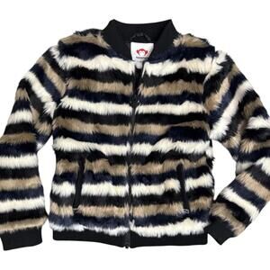 Girls‎ Faux Fur Jacket Appaman Striped Size 8
